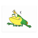 funny prince frog eyeing fly animal cartoon post cards