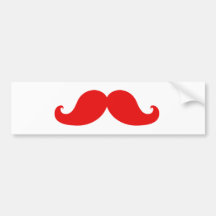 FUNNY RED MUSTACHE BUMPER STICKERS