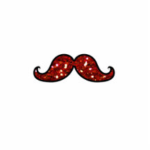 FUNNY RED MUSTACHE PRINTED GLITTER CUT OUT