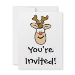 Funny Red Nose Reindeer Head Custom Invitation