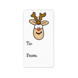 Funny Red Nose Reindeer Head Personalized Address Label