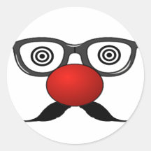 Funny Red Nose weird  eyes glasses moustache Stickers