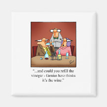 Funny Red Wine Cartoon Gift! Magnets