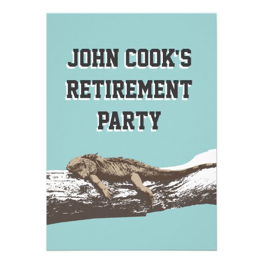 Funny Relaxed Iguana Retirement Party Invitations 5 X 7 Invitation