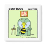 Funny Relaxing Bee Gardening Cartoon Fridge Magnets