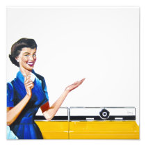 Funny Retro Housewife with Washing Machine
