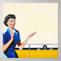 Funny Retro Housewife with Washing Machine