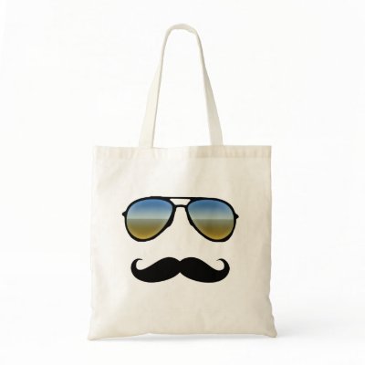 Funny Retro Sunglasses with Moustache Tote Bags by cutencomfy