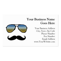 Funny Retro Sunglasses with Moustache Business Card Template