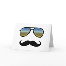 Funny Retro Sunglasses with Moustache Greeting Card