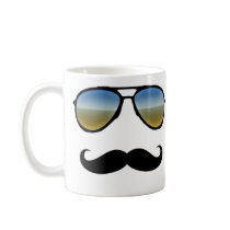 Funny Retro Sunglasses with Moustache Coffee Mug