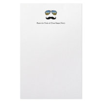 Funny Retro Sunglasses with Moustache Custom Stationery