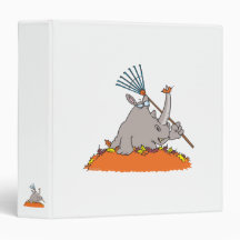 funny rhino in autumn leaf pile 3 ring binders