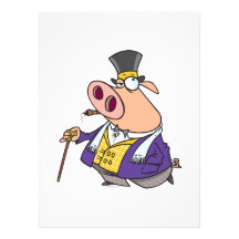 funny rich classy pig hog cartoon invites