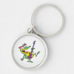 funny rock and roll bass guitar froggy frog keychain