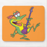 funny rock and roll bass guitar froggy frog mousepads
