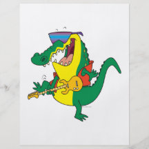 funny rock and roll crocodile music cartoon personalized flyer