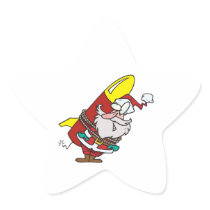 funny rocket santa claus cartoon star stickers