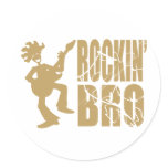 Funny Rockin’ Brother Playing Guitar Round Sticker