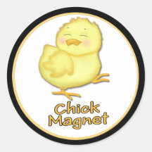 Funny Rooster Chick Magnet Sticker