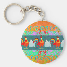 Funny Rooster Hen Funky Chicken Farm Animal Gifts Key Chains