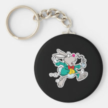 funny running late bunny rabbit keychains