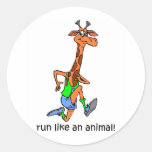 Funny running round stickers