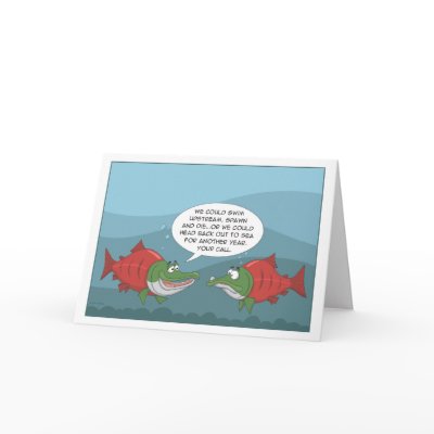 Funny Salmon: Birthday, Anniversary, New Year card by ItchyDogProductions