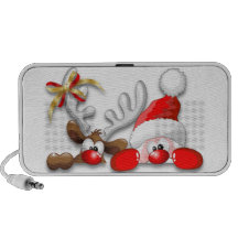 Funny Santa and Reindeer Cartoon Doodle Speaker