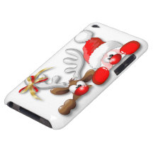 Funny Santa and Reindeer Cartoon iPod Touch Case