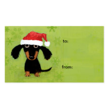 Funny Santa Dachshund Christmas Gift Tags Business Cards