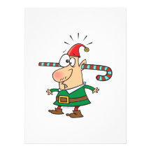funny santa elf with candy cane thru ears invites