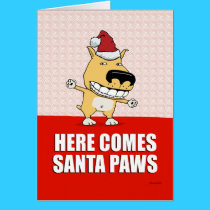Funny Santa Paws Dog Christmas Card cards