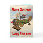 Funny Santa pilot Christmas and New Year card