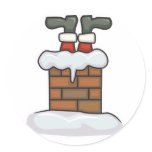 funny santa stuck in chimney sticker