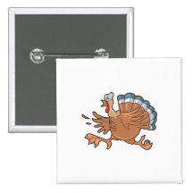 funny scared turkey pinback button