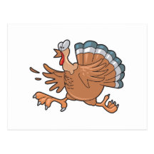 funny scared turkey post card