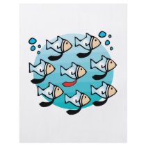 funny school of fish wearing ties flyer design