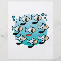 funny school of fish wearing ties flyer design