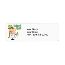 funny science geek cartoon character return address label