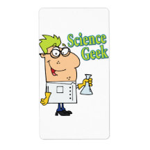 funny science geek cartoon character personalised shipping labels