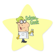 funny science geek cartoon character star sticker