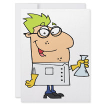 funny science nerd cartoon character custom invitation