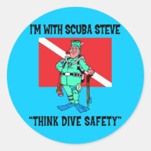 Funny SCUBA Steve Round Stickers