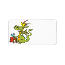 funny sewing domesticated dragon cartoon personalized address labels