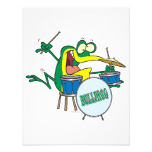 funny silly cartoon frog drummer cartoon custom announcements