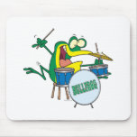 funny silly cartoon frog drummer cartoon mouse pad