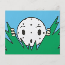 funny silly cartoon golfball hiding in bushes flyers