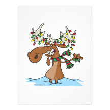 funny silly christmas moose cartoon invite