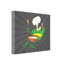 funny silly cooking chef frog cartoon gallery wrap canvas